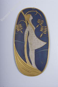 Златоуст. Настенная гравюра на стали Девушка у рябины. 22х11 см. 1973 г. (К147)