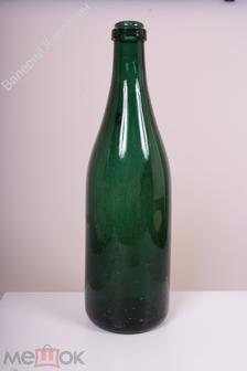 Бутылка. Бутыль. Окрашенное Толстое стекло. Пузыри в стекле.  30х8,5 см. (С1304)